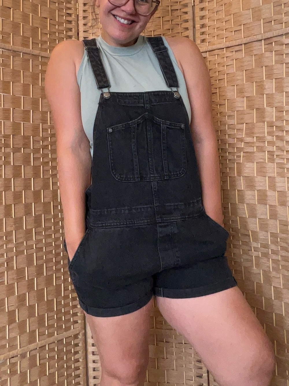 Old Navy Black Denim Shortalls - Picture 1 of 10